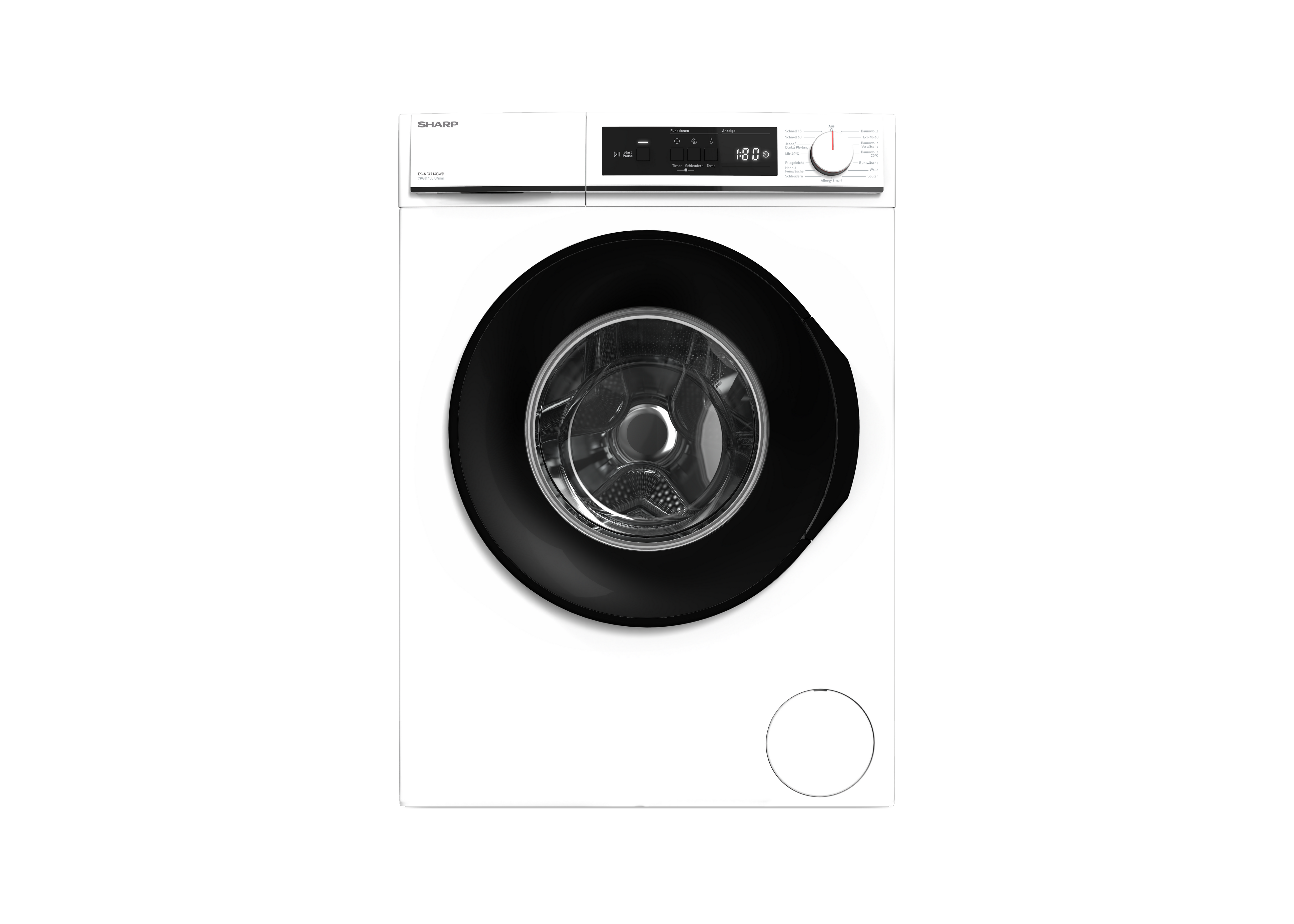 SHARP ES-NFA714BWB-DE Freestanding Washing Machine 7 kg 1400 RPM B Class