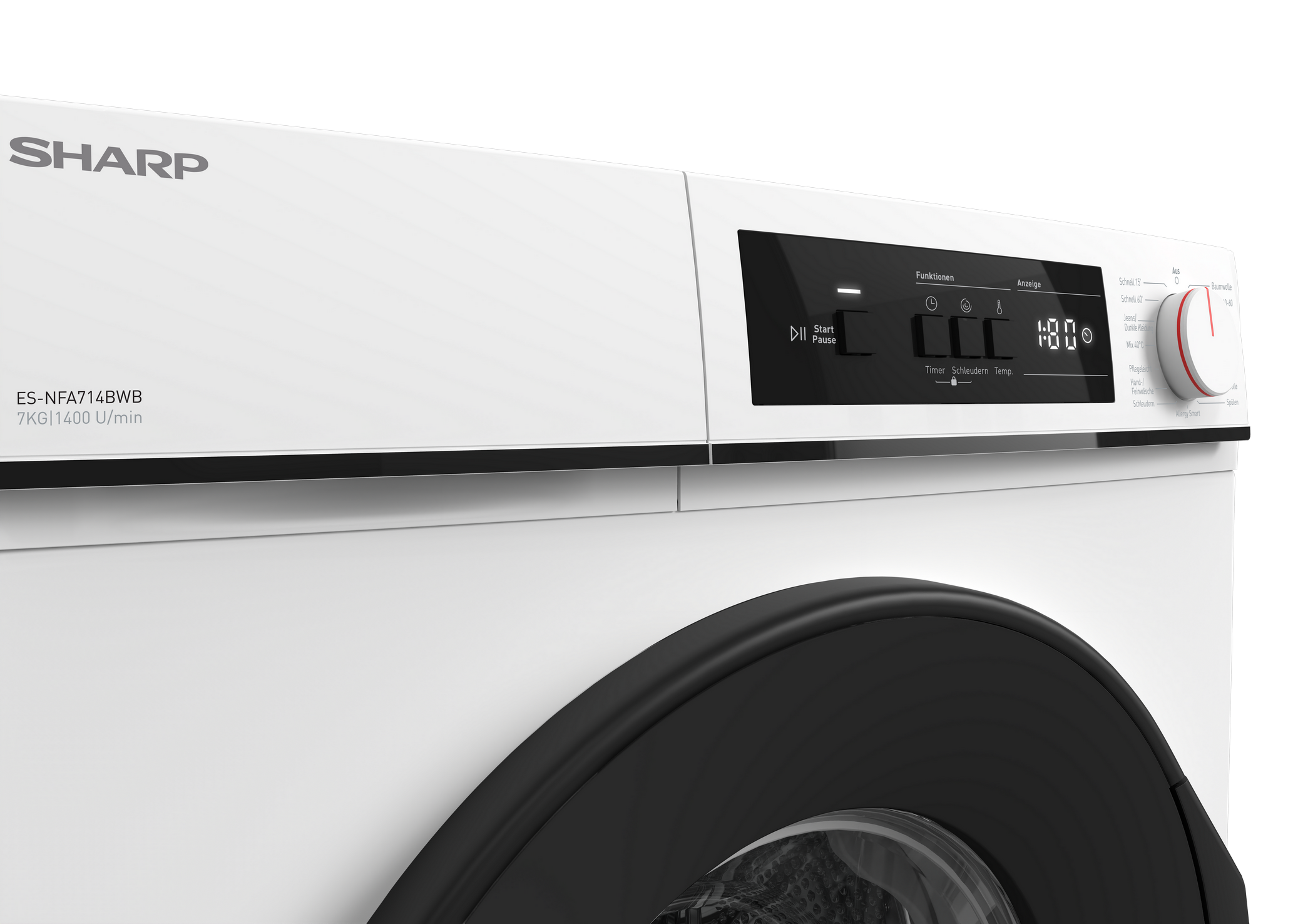 SHARP ES-NFA714BWB-DE Freestanding Washing Machine 7 kg 1400 RPM B Class