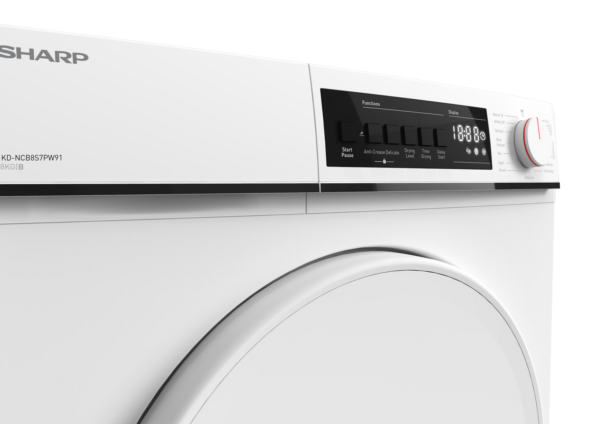 SHARP KD-NCB8S7PW91-EN Freestanding Tumble Dryer 8 kg B Class