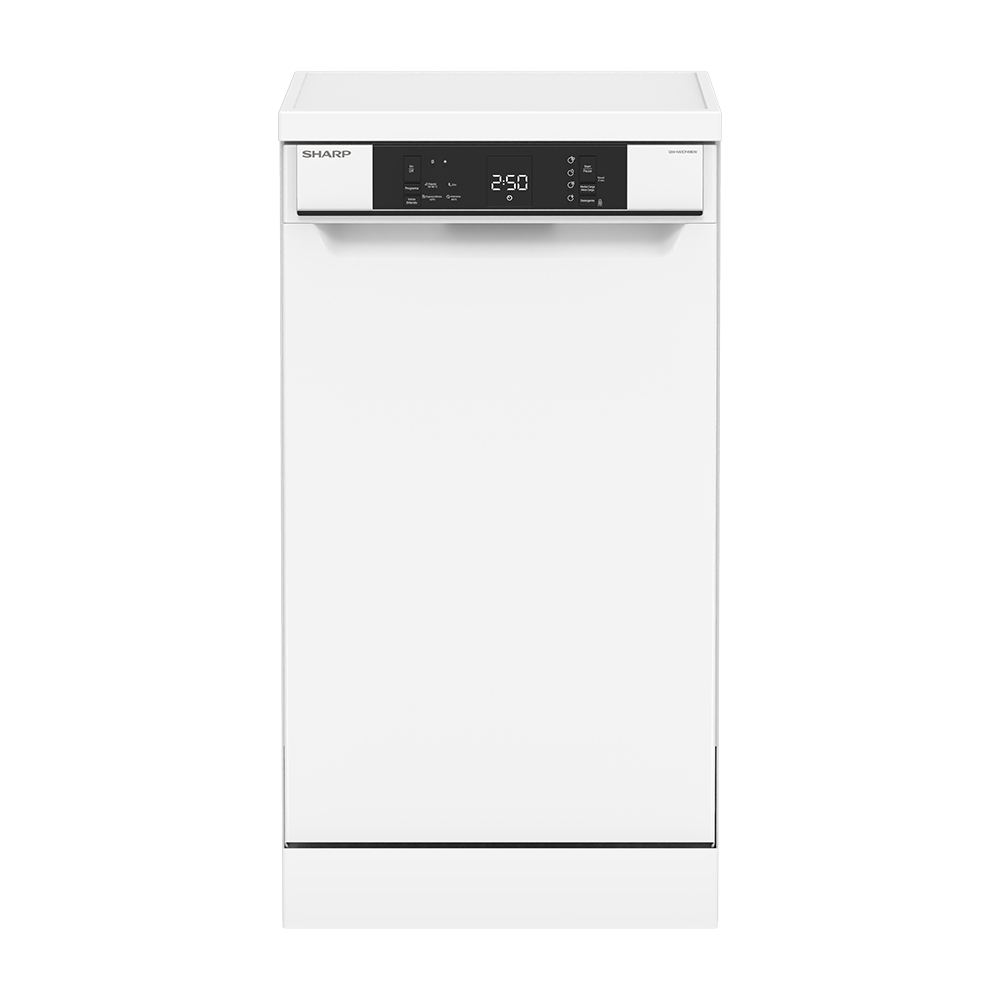 SHARP QW-NS1CF49EW-ES Freestanding 45 cm Dishwasher 10 PS 49 db E Class with MicroBan Technology
