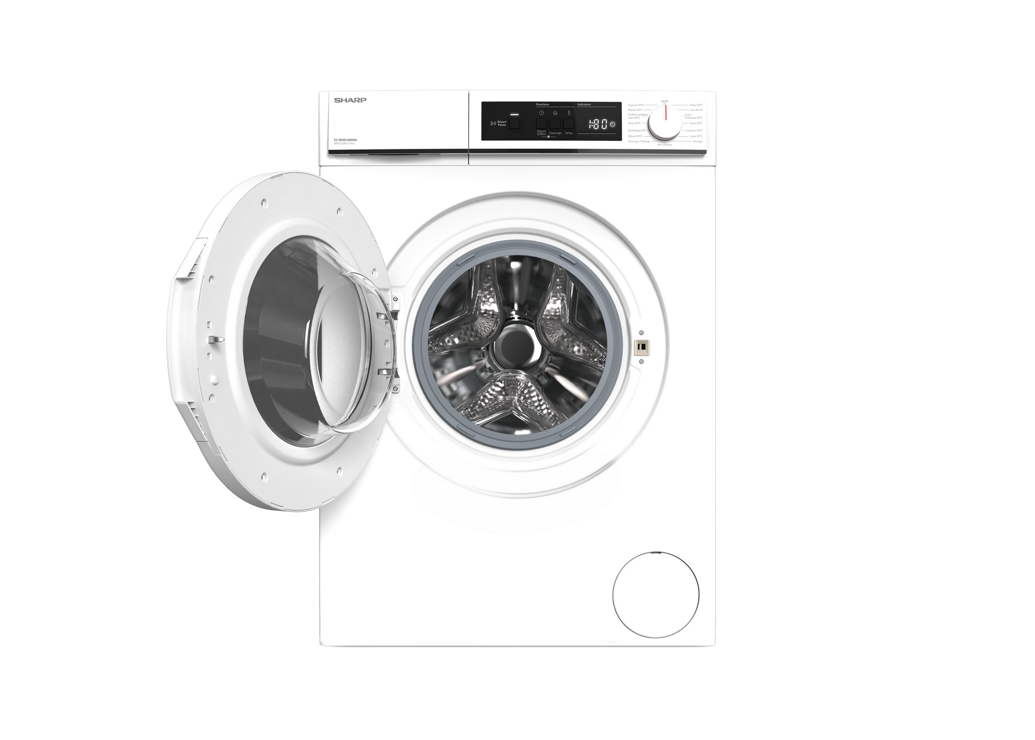 SHARP ES-NFA814BWNA-FR Freestanding Washing Machine 8 kg 1400 RPM A Class