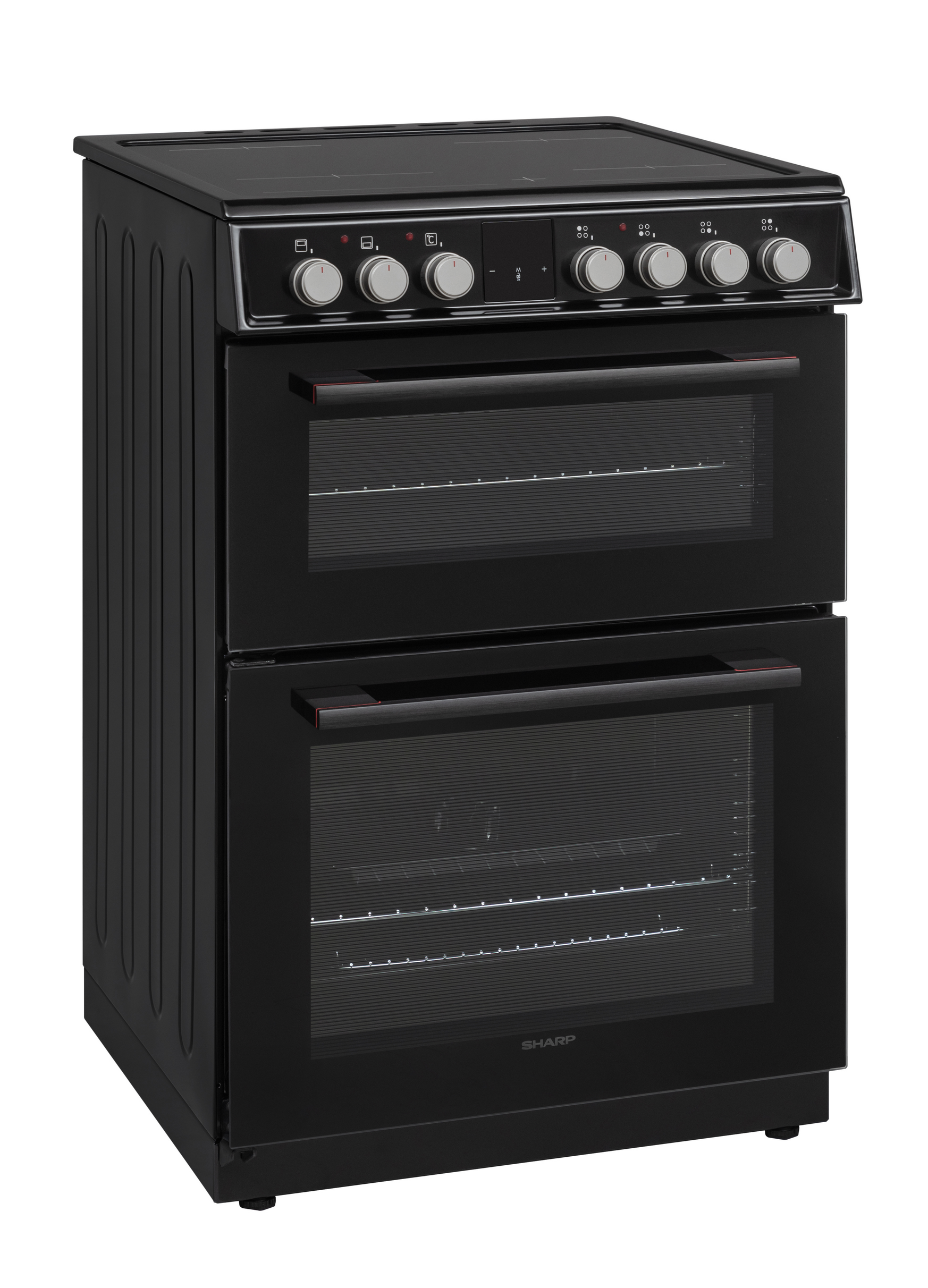 Sharp KF-66DVDD04BM1K-EN 60x60cm Freestanding Vitroceramic Double Oven, Black