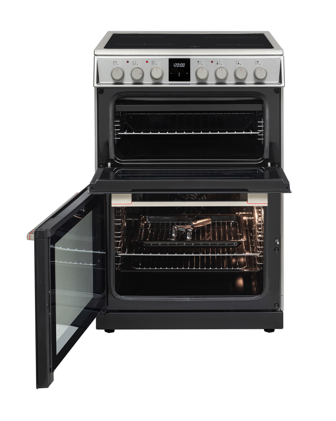 Sharp KF-66DVDD04IM1K-EN 60x60cm Freestanding Vitroceramic Double Oven, Inox