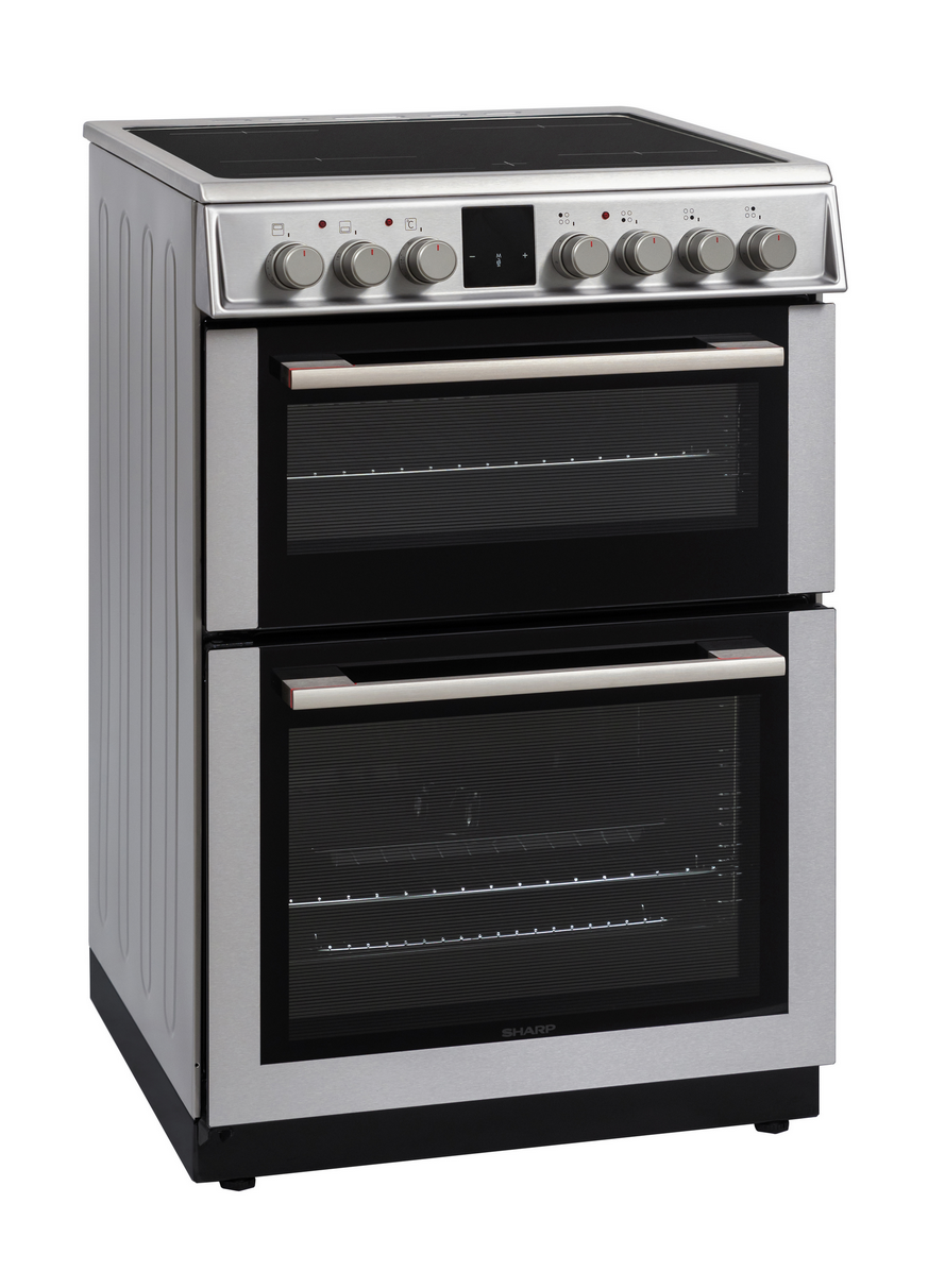 Sharp KF-66DVDD04IM1K-EN 60x60cm Freestanding Vitroceramic Double Oven, Inox