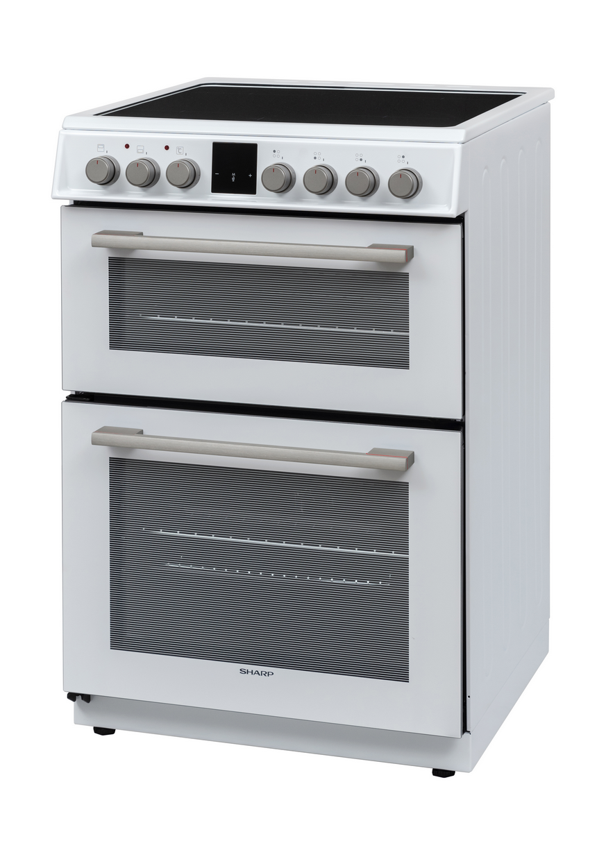 Sharp KF-66DIDD04WM1I-EN 60x60cm Freestanding Induction Double Oven, White