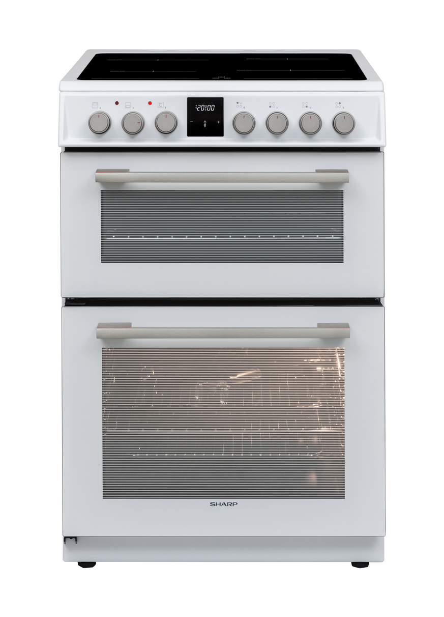 Sharp KF-66DIDD04WM1I-EN 60x60cm Freestanding Induction Double Oven, White