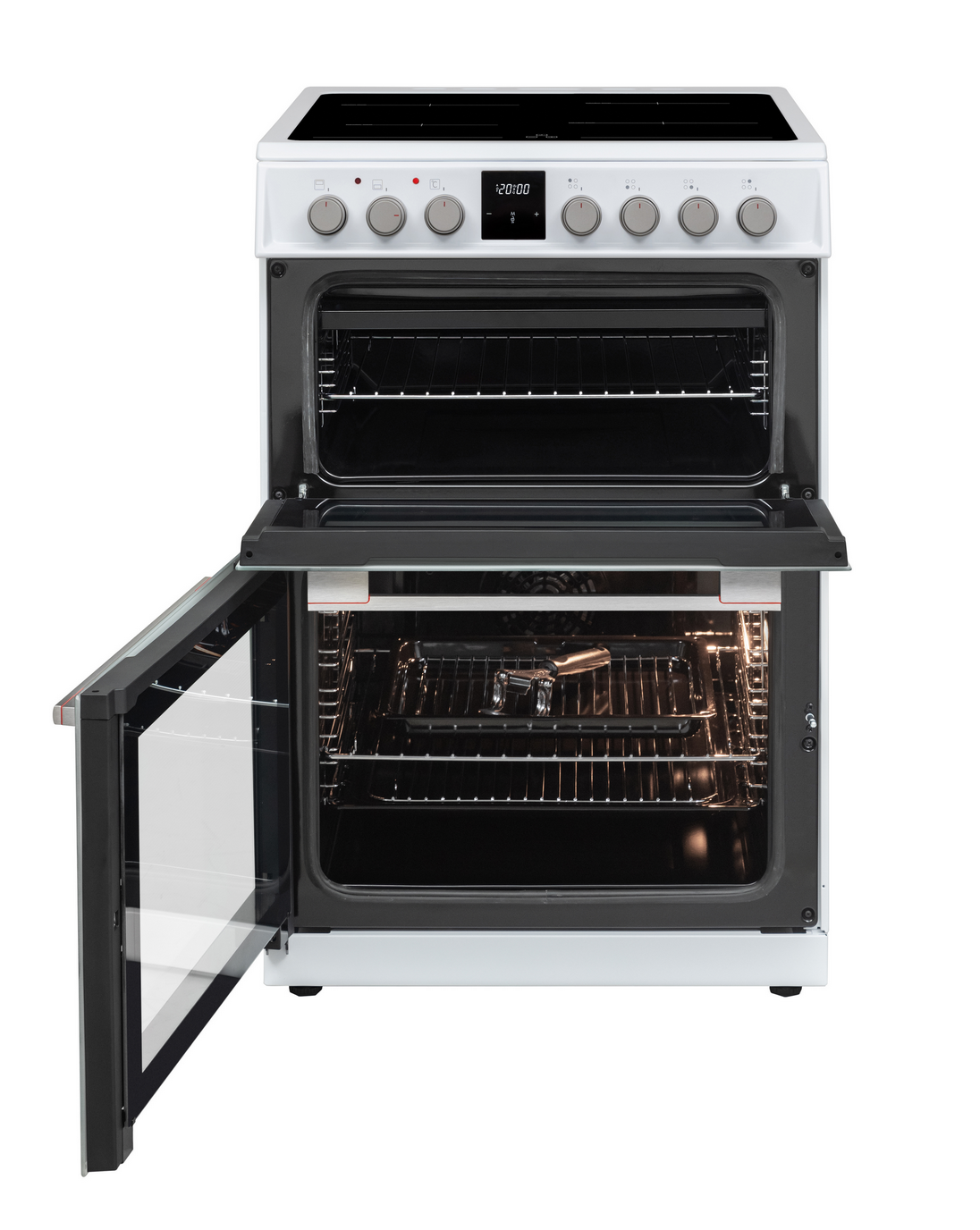 Sharp KF-66DIDD04WM1I-EN 60x60cm Freestanding Induction Double Oven, White