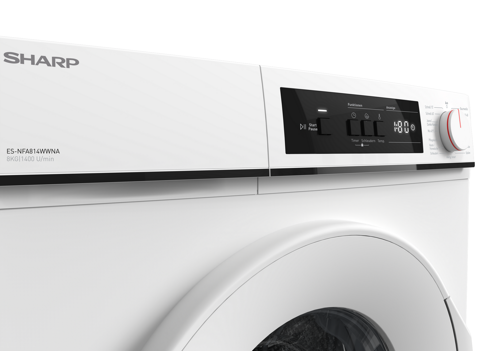 SHARP ES-NFA814WWNA-DE Freestanding Washing Machine 8 kg 1400 RPM A Class