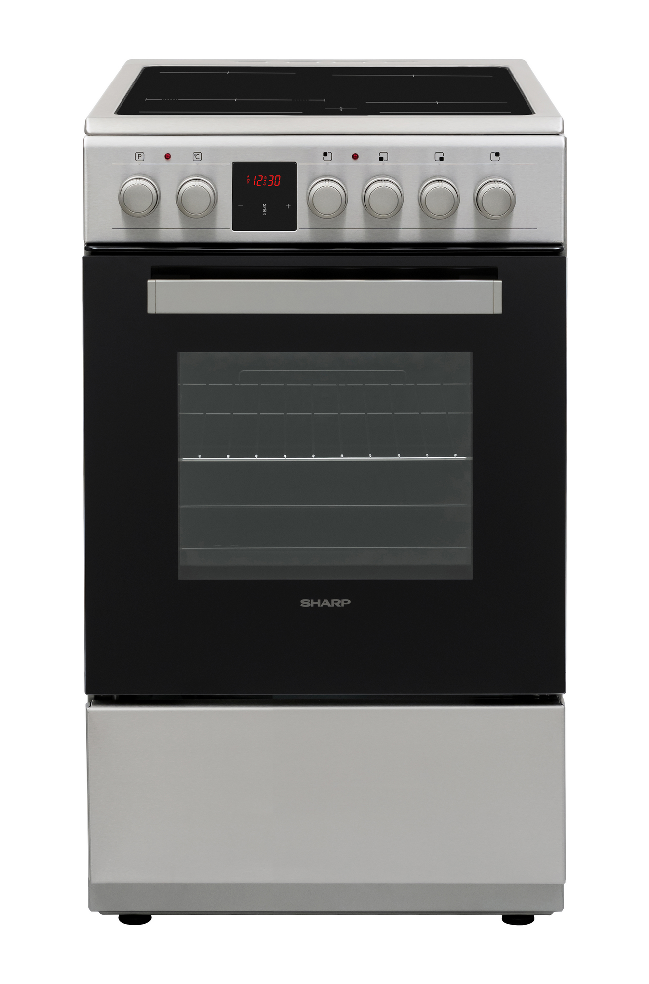 Sharp KF-56VDD19I-DE 50x60cm Freestanding Vitroceramic Single Oven, Inox