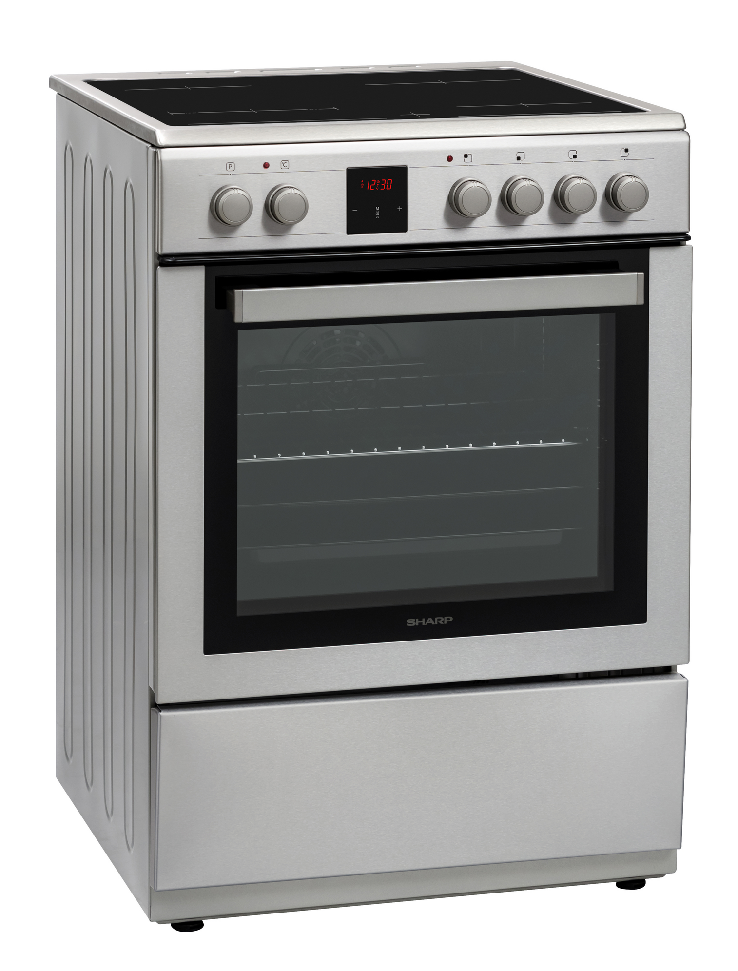 Sharp KF-76VDD19I-DE 60x60cm Freestanding Vitroceramic Single Oven, Inox