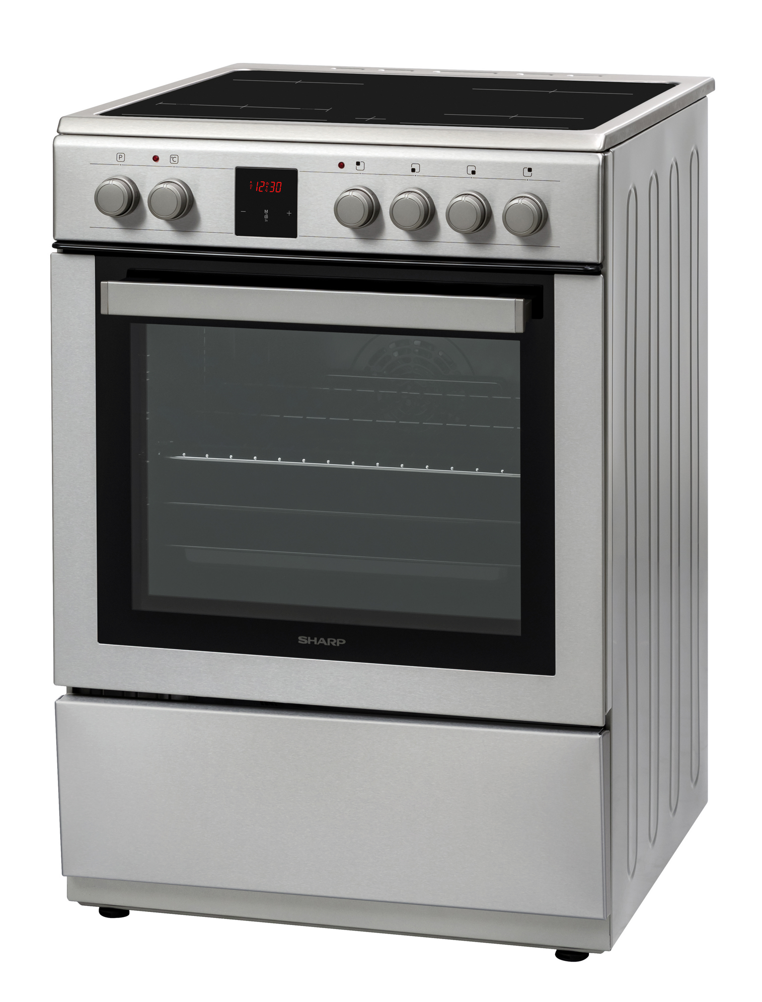 Sharp KF-76VDD19I-DE 60x60cm Freestanding Vitroceramic Single Oven, Inox
