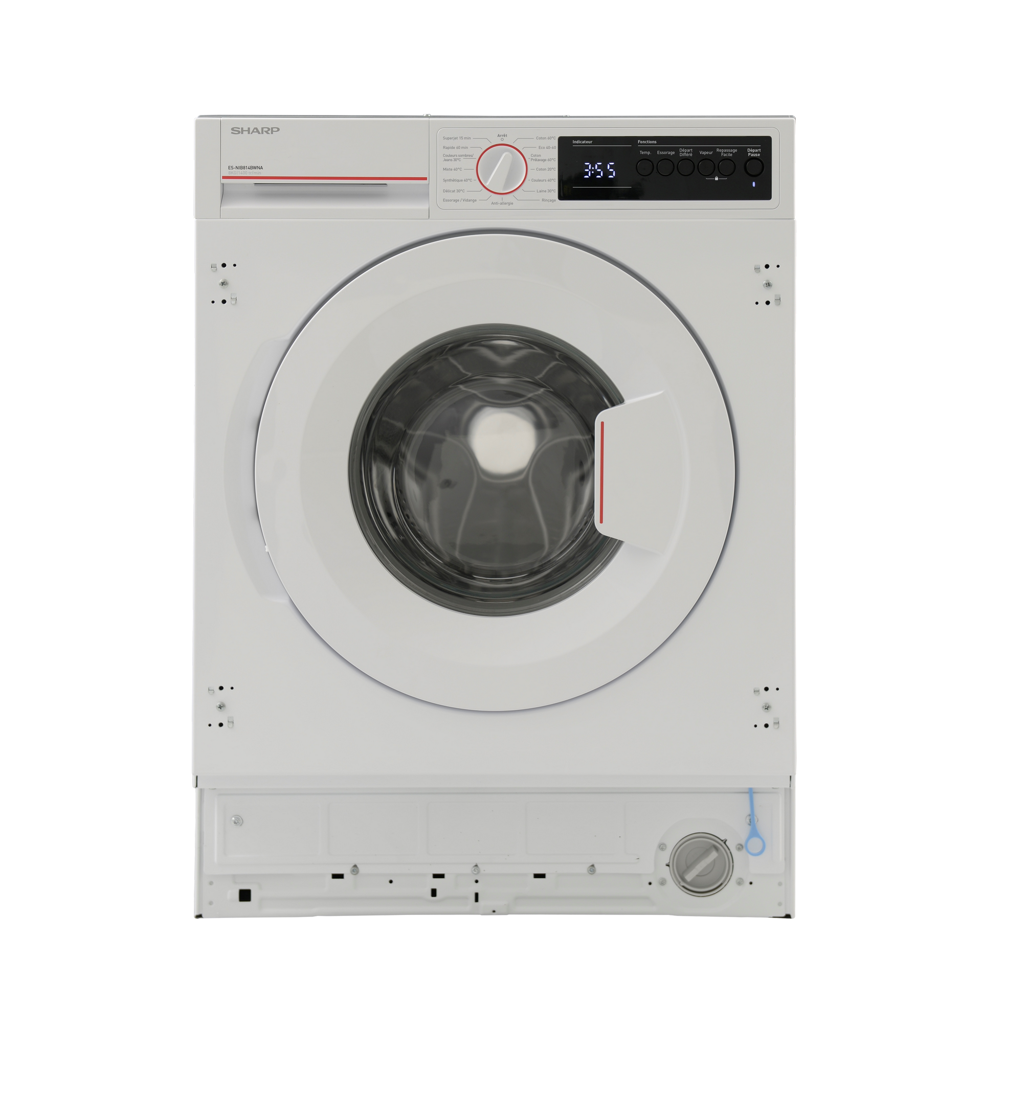 SHARP ES-NIB814BWNA-FR Integrated Washing Machine 8 kg 1400 RPM A Class with Steam Technology