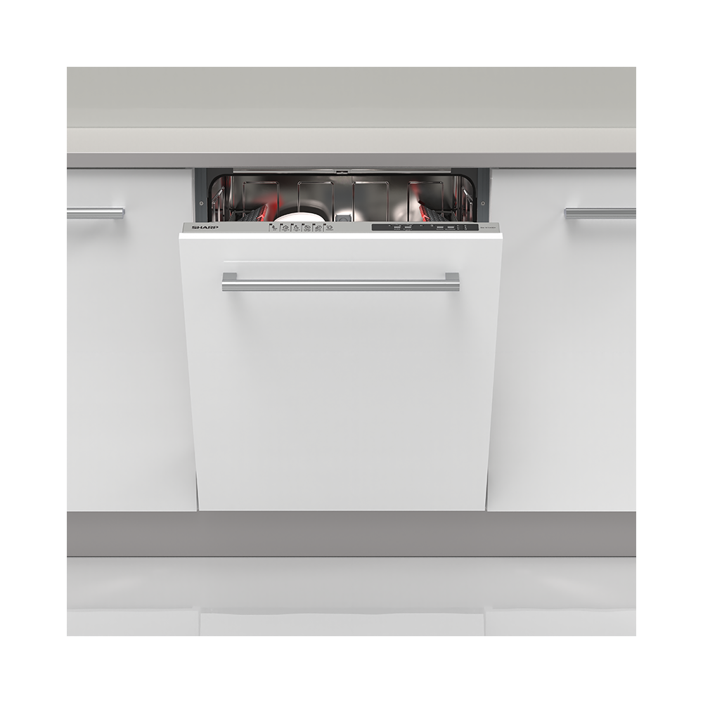 SHARP QW-NI15I49DX-ES Integrated 60 cm Dishwasher 13 PS 49 db D Class with MicroBan Technology