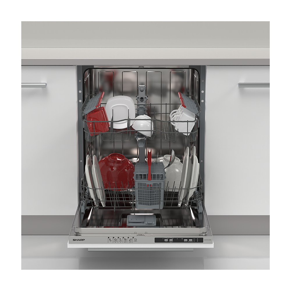 SHARP QW-NI15I49DX-ES Integrated 60 cm Dishwasher 13 PS 49 db D Class with MicroBan Technology