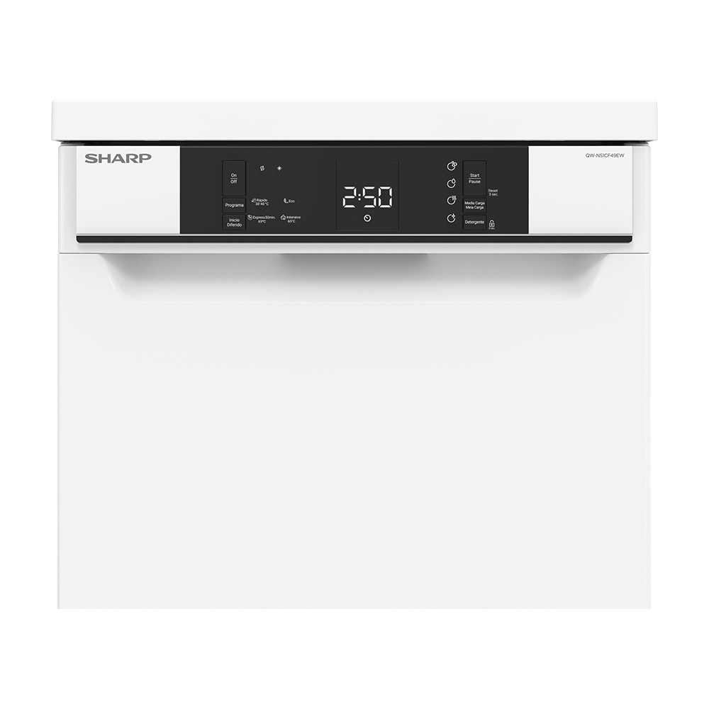 SHARP QW-NS1CF49EW-ES Freestanding 45 cm Dishwasher 10 PS 49 db E Class with MicroBan Technology
