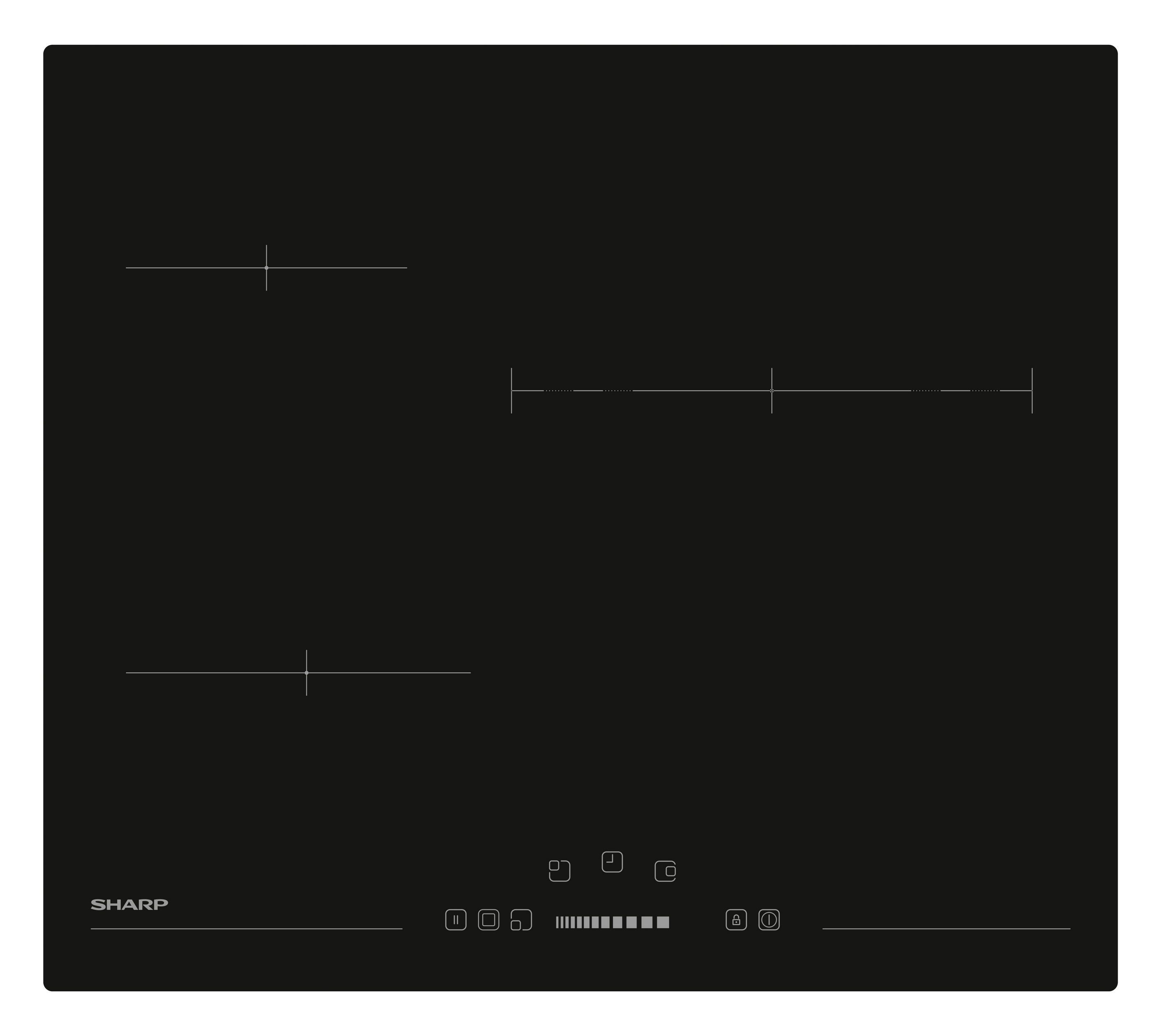Placa Vitrocerâmica Embutida Sharp KH-6V13NS0I-EU 60cm, Controlo por Toque Deslizante