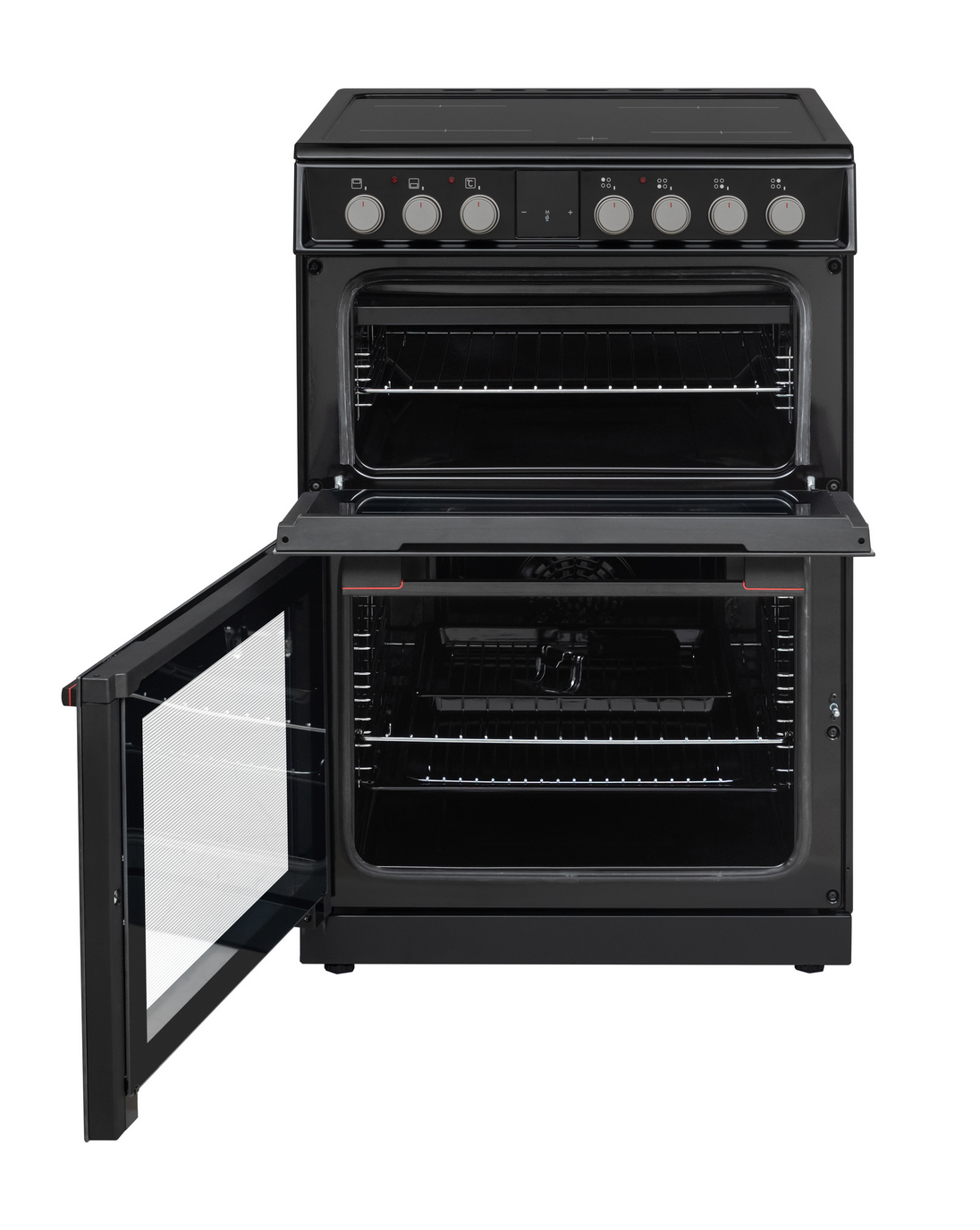 Sharp KF-66DVDD04BM1K-EN 60x60cm Freestanding Vitroceramic Double Oven, Black