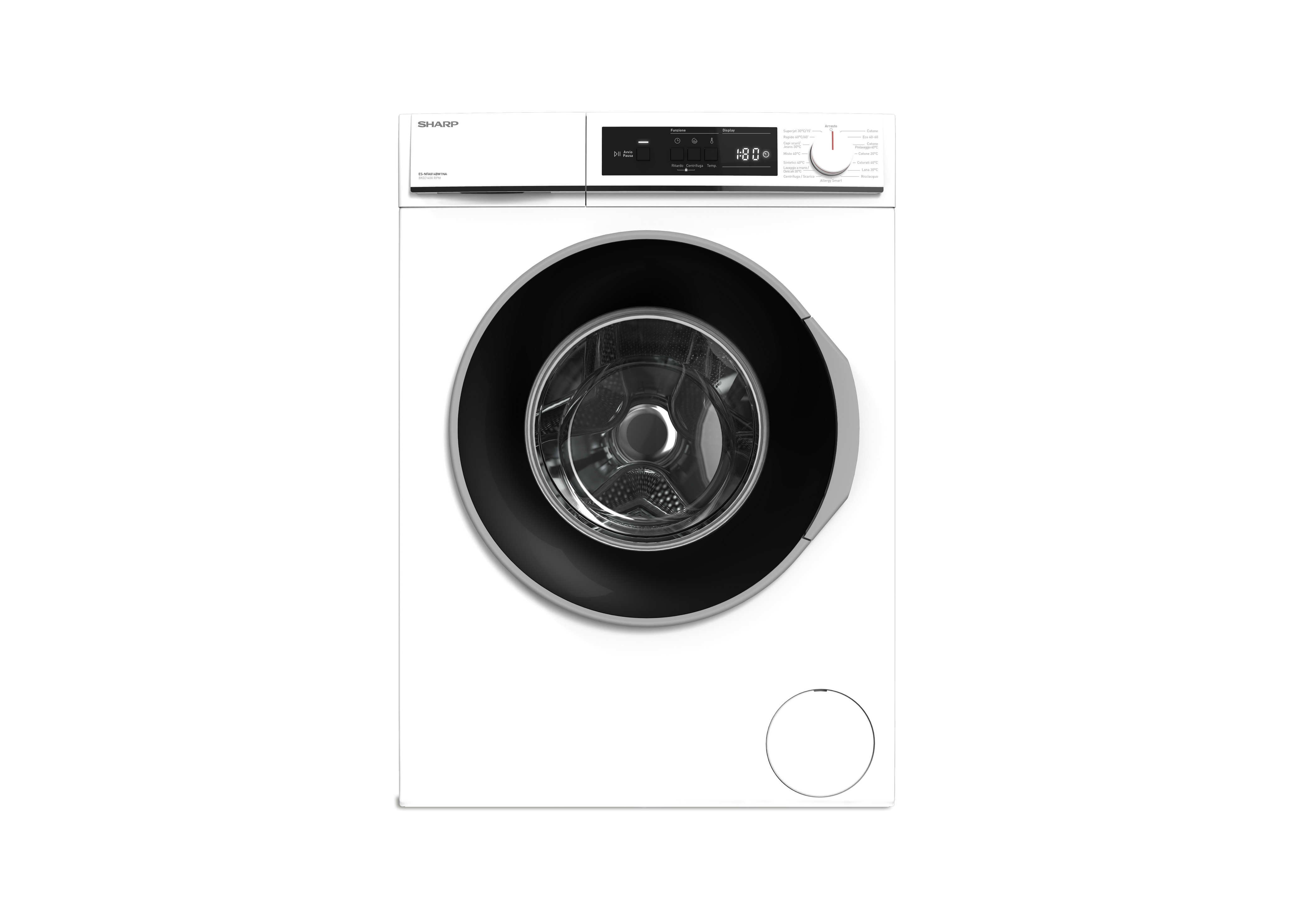 SHARP ES-NFA814BW1NA-IT Freestanding Washing Machine 8 kg 1400 RPM A C