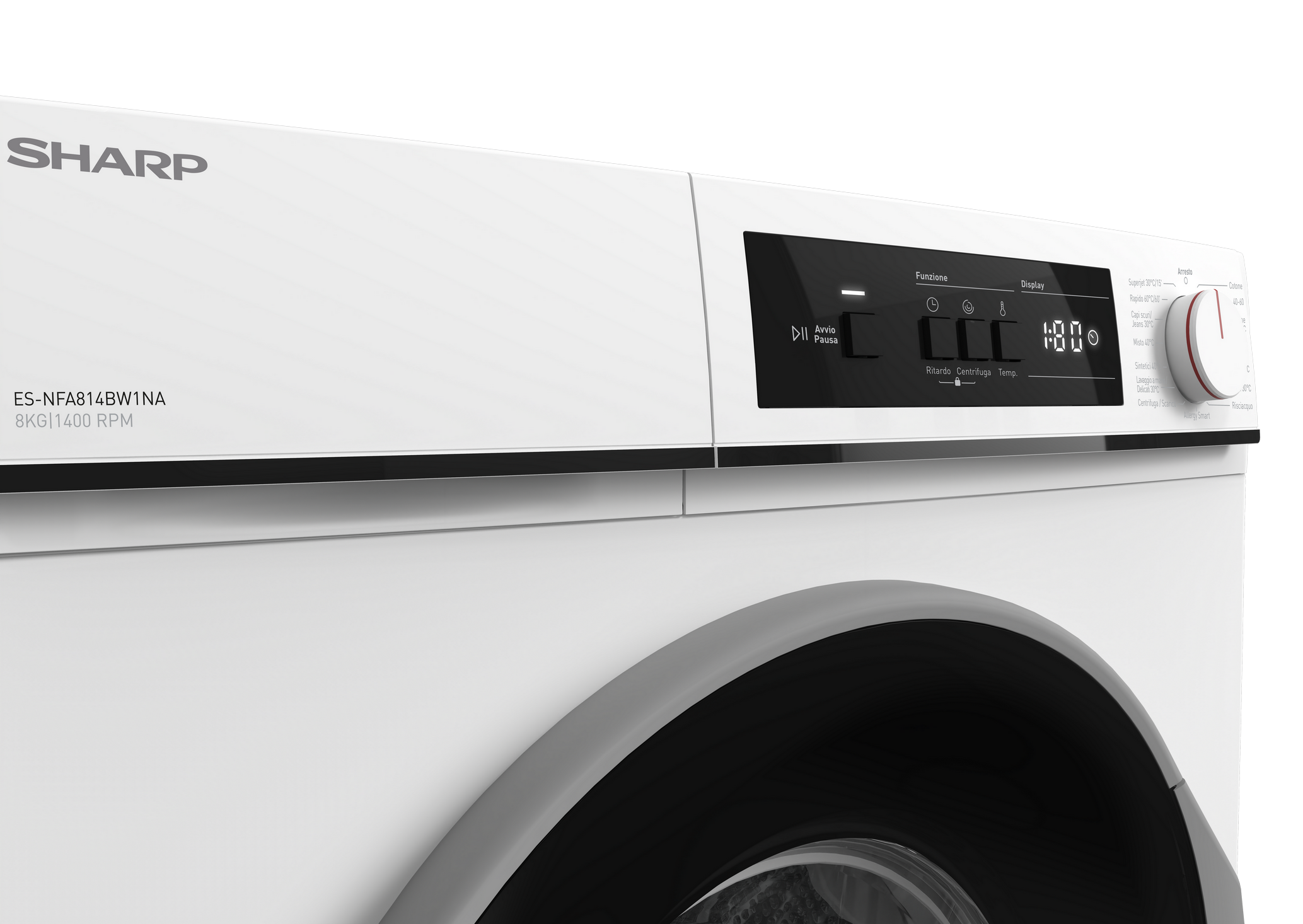 SHARP ES-NFA814BW1NA-IT Freestanding Washing Machine 8 kg 1400 RPM A Class