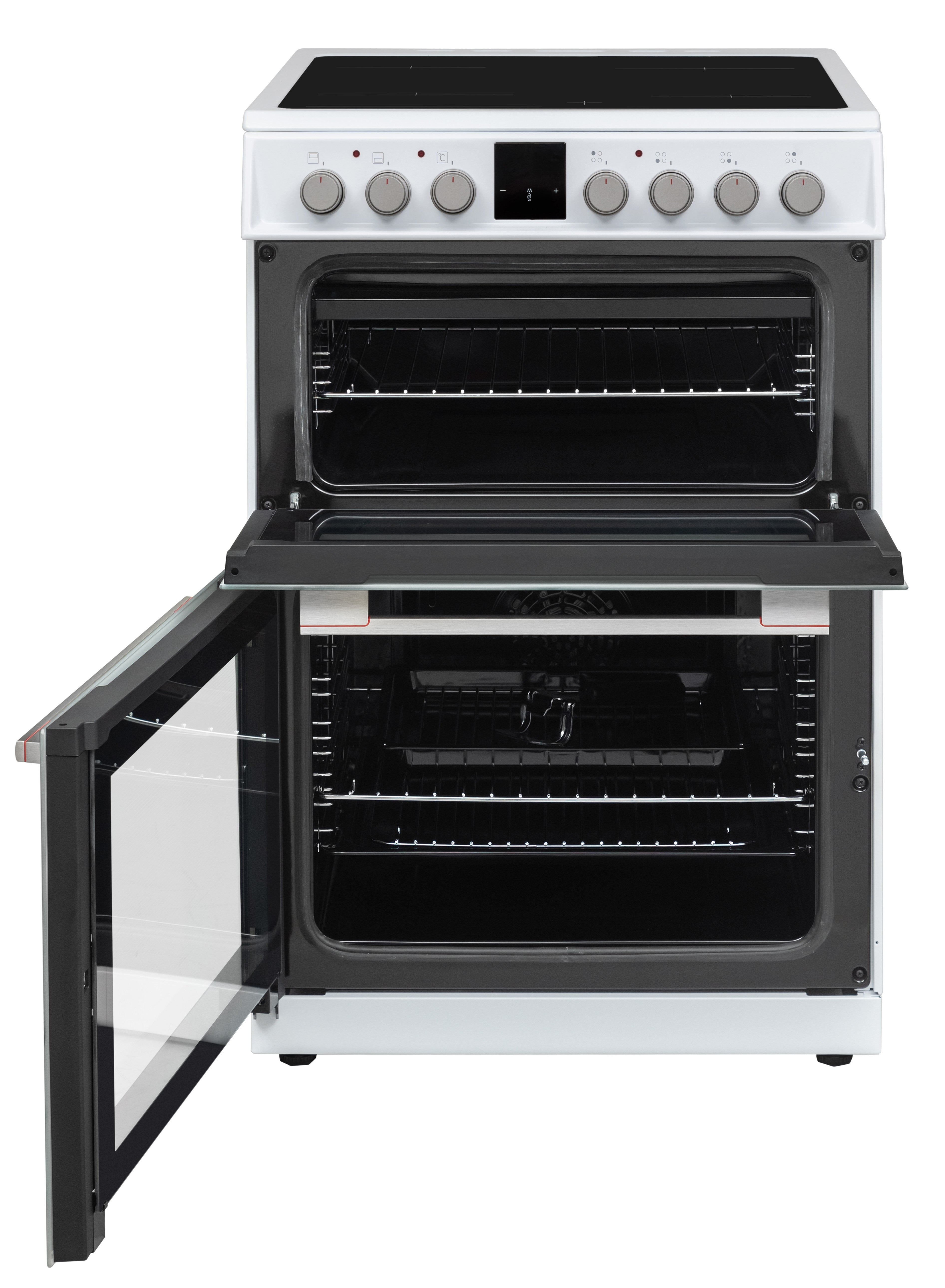 Sharp KF-66DVDD04WM1K-EN 60x60cm Freestanding Vitroceramic Double Oven, White